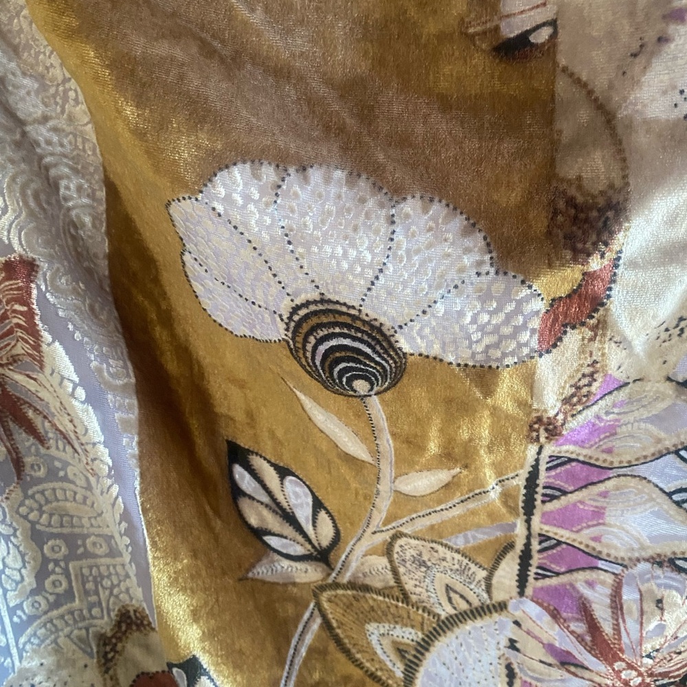 Chicos Burn-out‎ Velvet Kimono O/S Abstract Floral Colorful Boho Art To Wear - Picture 7 of 12